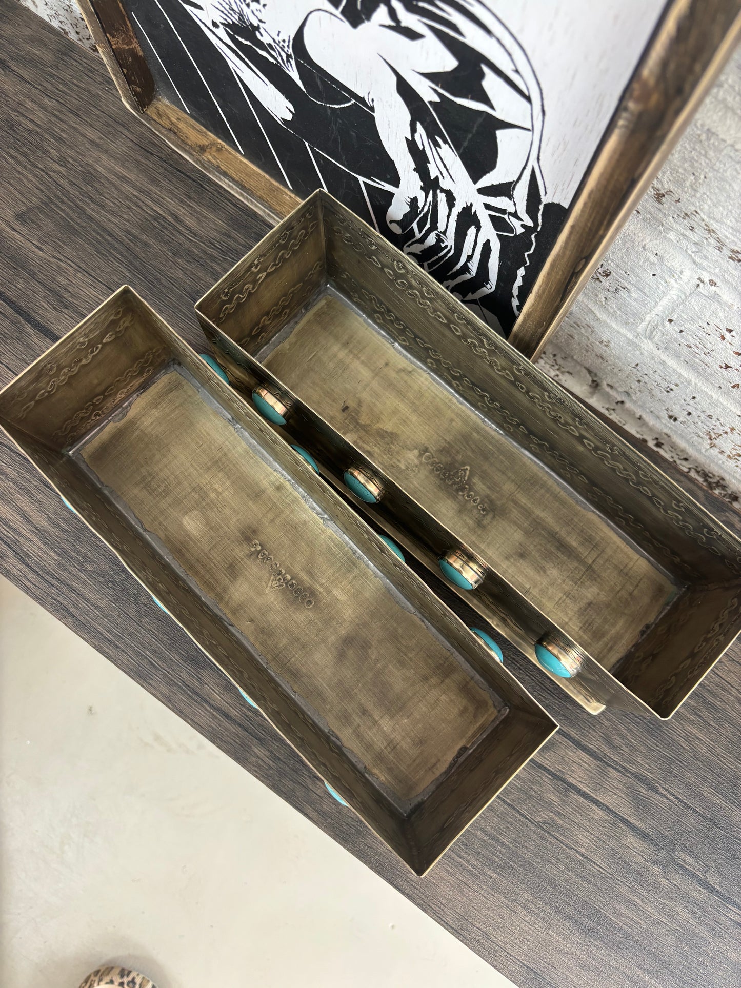 Authentic Turquoise & Silver Planter Box