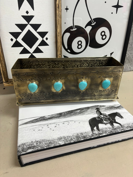 Authentic Turquoise & Silver Planter Box