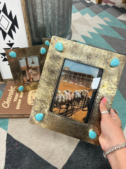 5x7 Genuine Turquoise & Silver Picture Frame