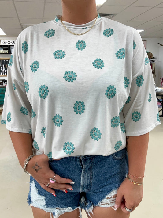 Turquoise Cluster Oversized Top