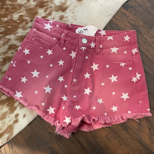 Pink star denim shorts