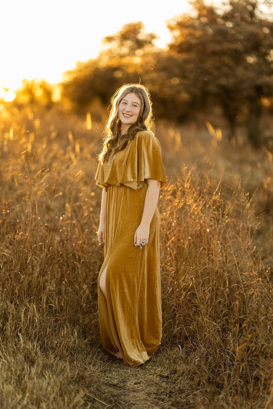 Mustard Velvet Dress